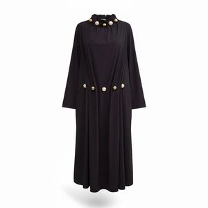 Chic Black Maxi Dress with Pearl Details